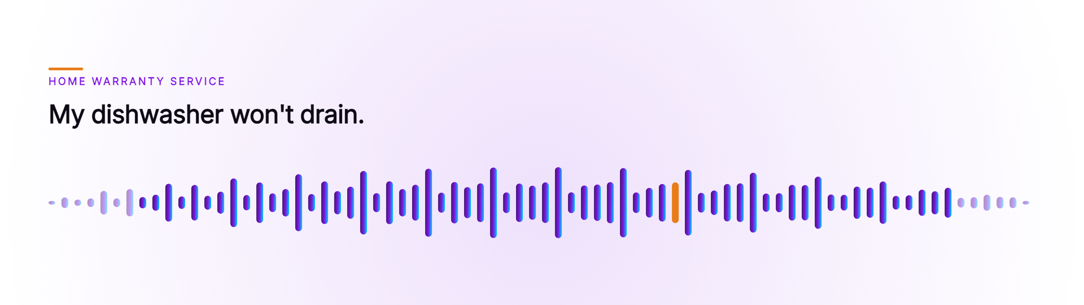 Orvera cover artwork showing a row of vertical bars, tall in the middle with one bar in orange, under the caller line My dishwasher won't drain.
