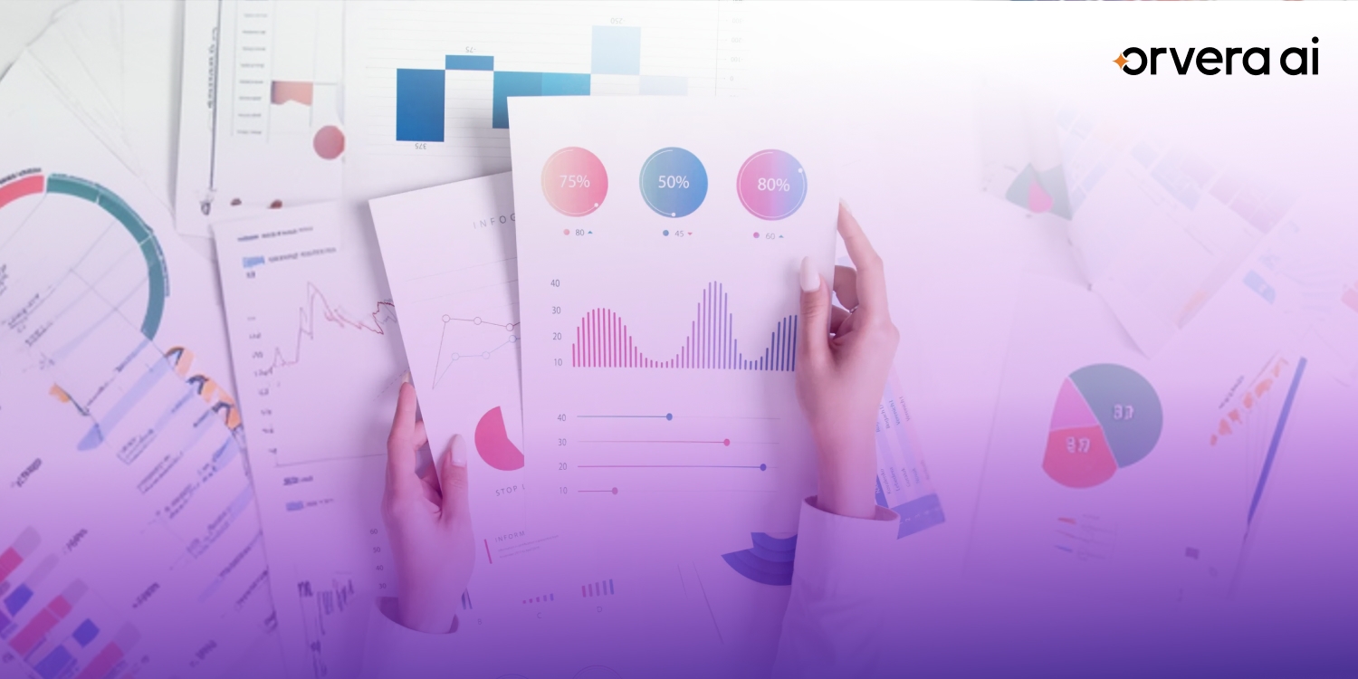 Business analytics charts and performance reports representing AI voice agent pricing analysis, ROI tracking, and operational reporting.