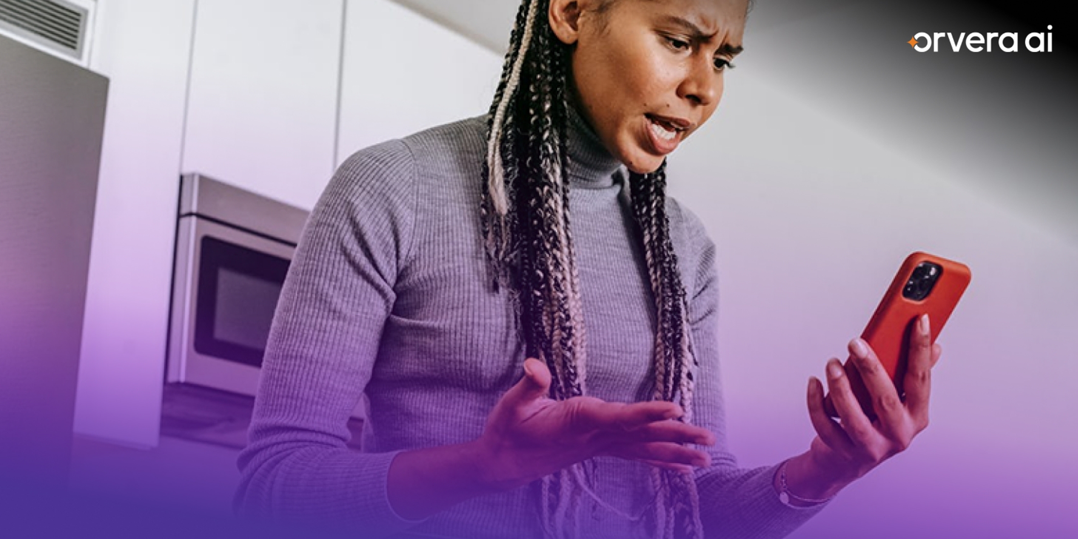 Frustrated customer using phone during unresolved support escalation.