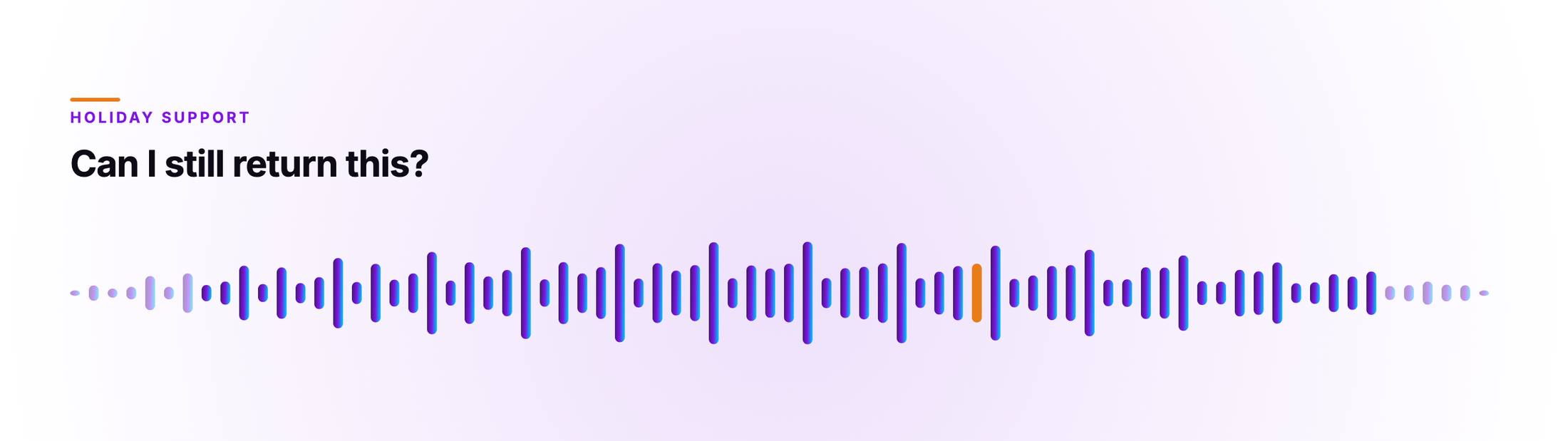 Orvera cover artwork showing a voice waveform with one bar marked in orange, under the caller line Can I still return this?