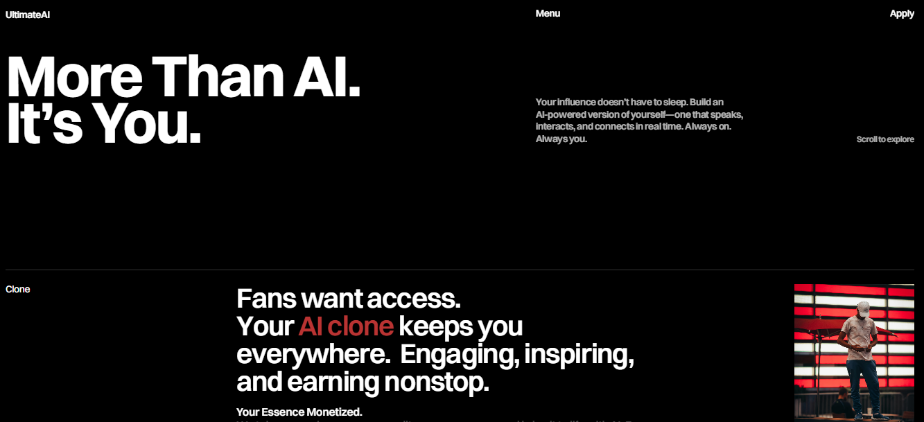Ultimate.ai homepage screenshot showing customer support automation for repetitive tickets, workflow insights, and response efficiency.