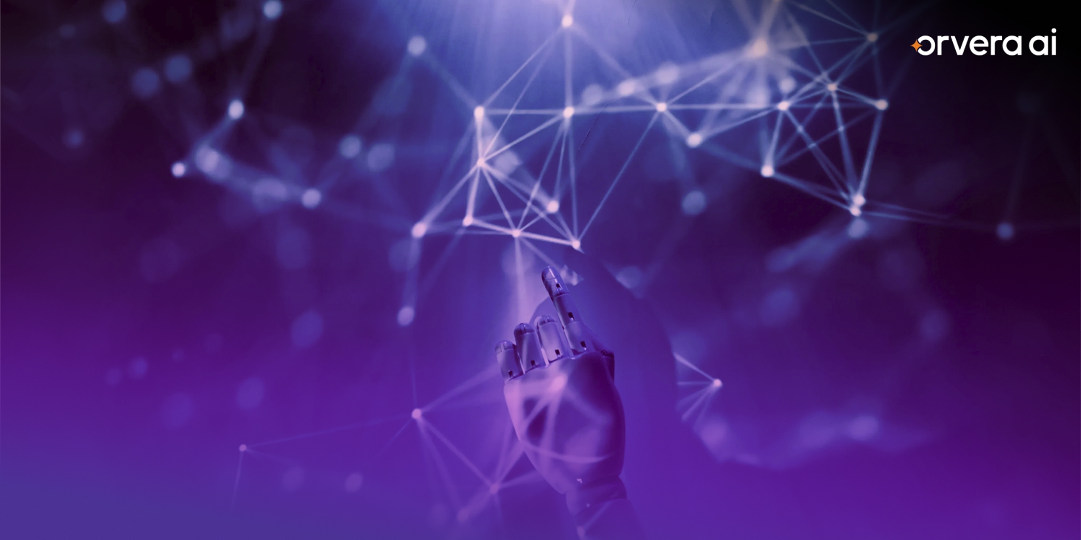 Conceptual AI technology image showing a robotic hand interacting with a digital network, representing AI voice agents and intelligent contact center automation