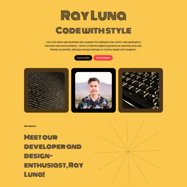 Astro portfolio home screen. It has a header with an intro scetion, a profile image and bio.