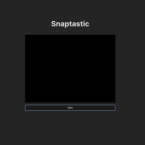 Snaptastic image page. It has a header, a black frame for video and a start recording button.