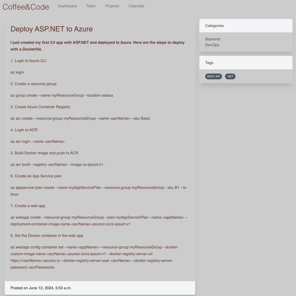 Screenshot of Coffee & Code Blog CMS