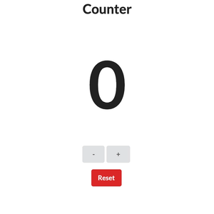 Conter app with a title, count number at 0, add, subtract and clear buttons.
