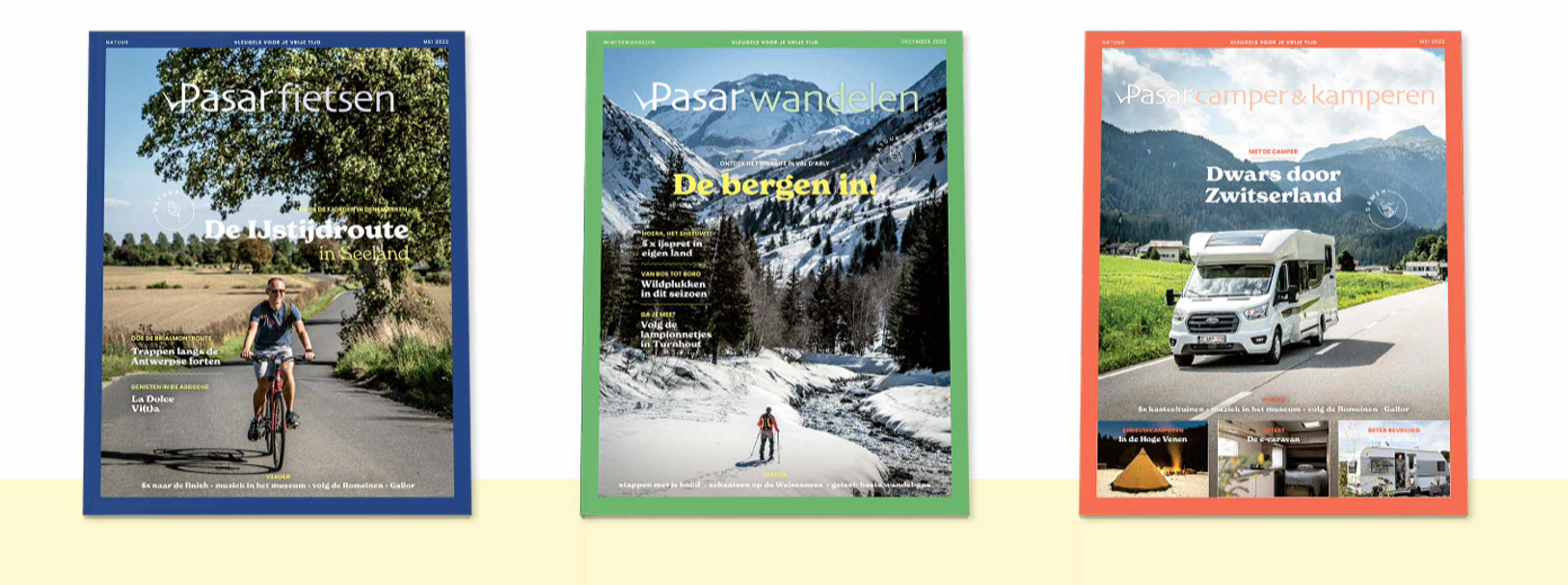 Pasar Wandelen, Pasar Fietsen et Pasar Camper & Kamperen.