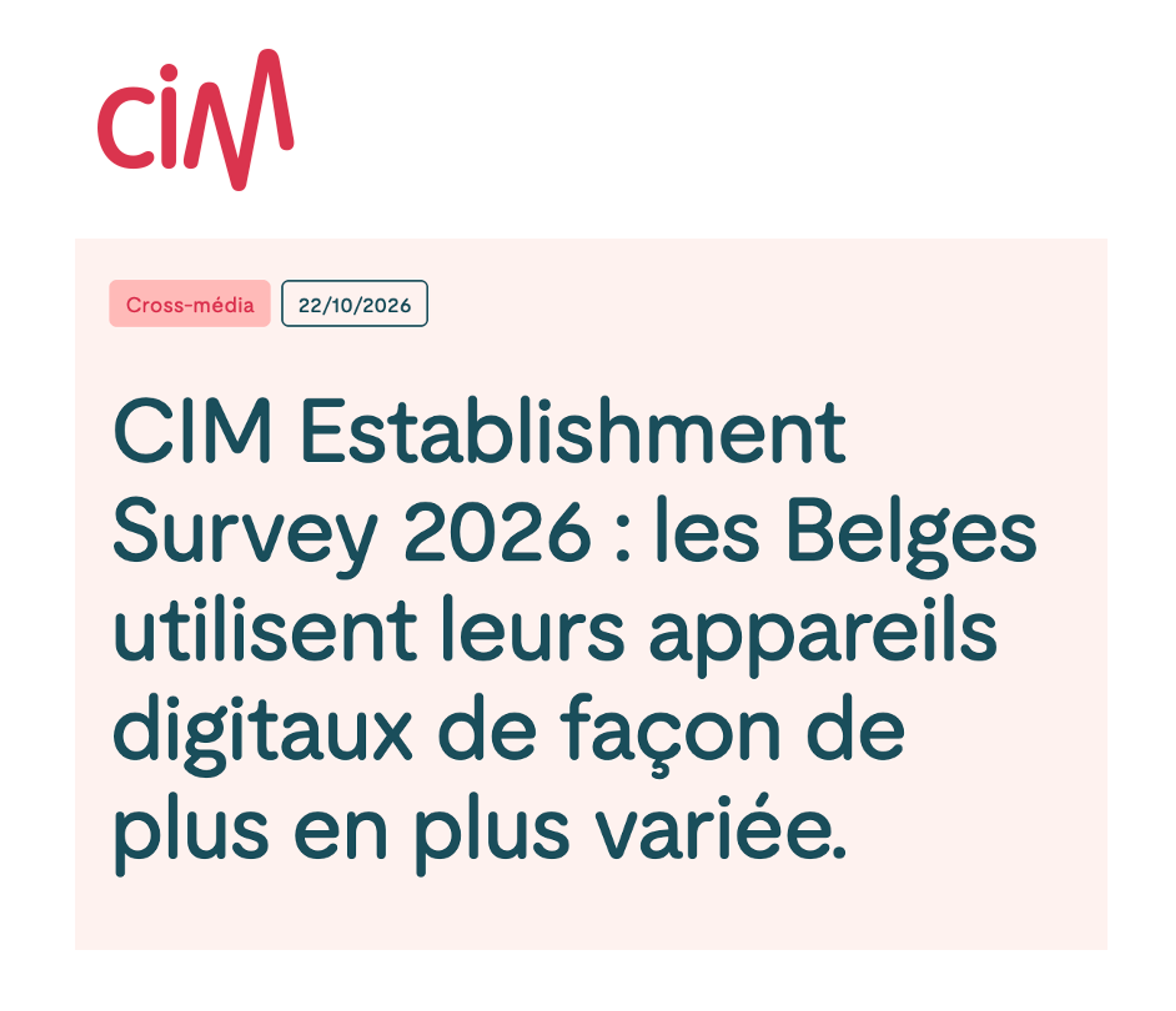 CIM Establishment Survey 2026