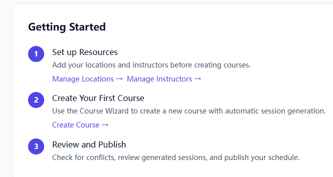 Training institution class scheduling tool for managing lessons and booking classes.