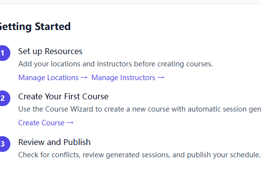 Training institution class scheduling tool for managing lessons and booking classes.