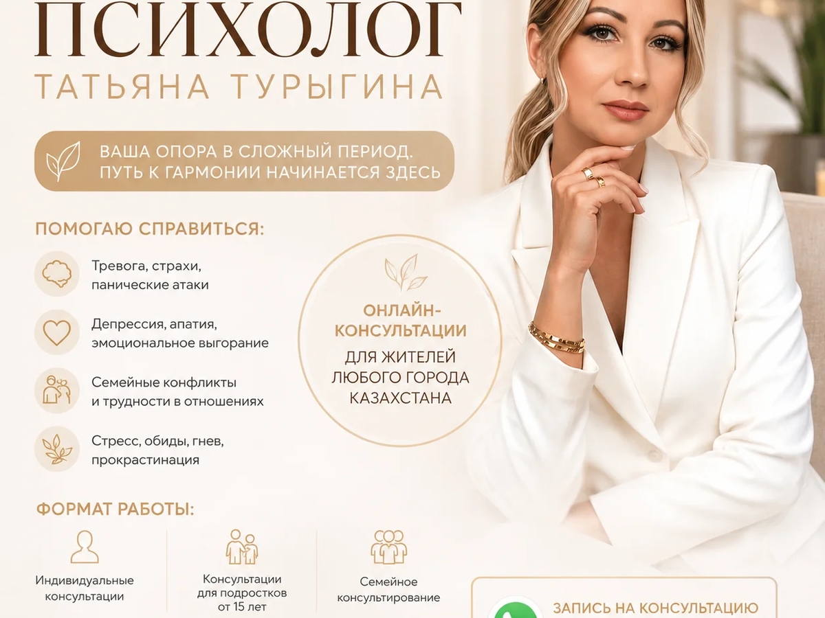 Психолог онлайн для Казахстана | Помощь при тревоге, депрессии, панических атаках. | Психология | Астана | Галерея объявления (SEO) | 2