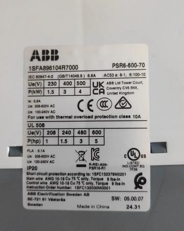 УПП ABB PSR6-600-70 по низу рынка