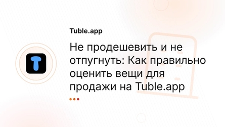 Не продешевить и не отпугнуть: Как правильно оценить вещи для продажи на Tuble.app