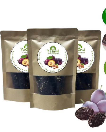 Сухофрукты, Пастила из чёрного абрикоса с грецким орехом,Yasawiecoproducts | Овощи, фрукты | Туркестан | 1