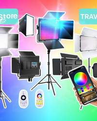Студийный постоянный видео свет TRAVOR RGB прожектор софтбоксы штатив