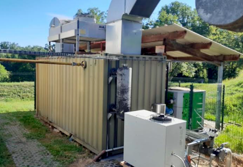 nullImage of MAN E0836 LE302 Biogas Containerised Generating set showing outside of container - used gas generator for sale uk
