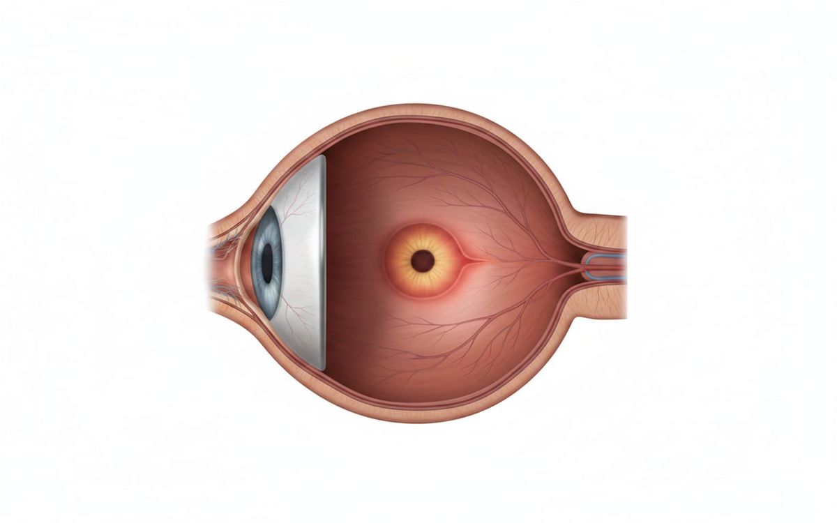 1. Ce este degenerescenta maculara (ilustratie medicala, sectiune transversala a ochiului, macula)