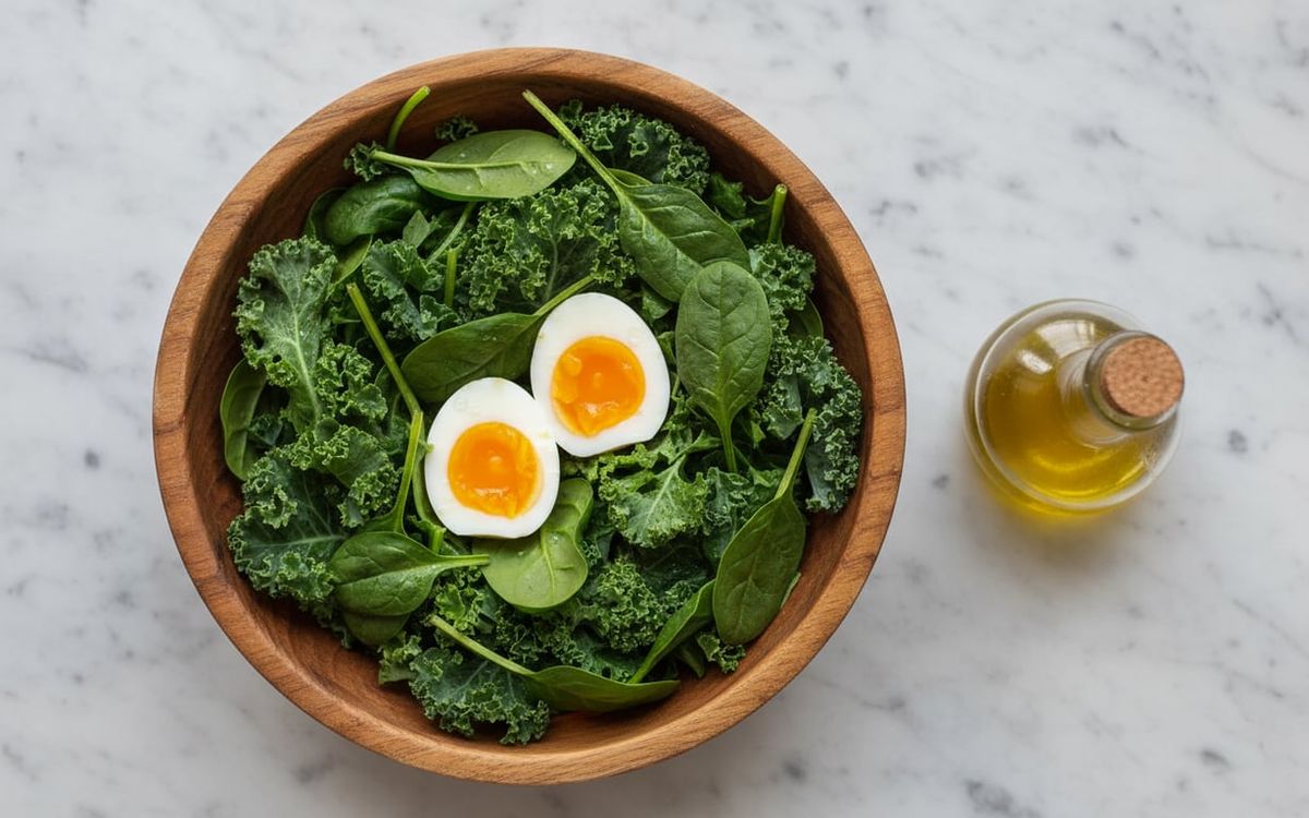 5. Surse naturale de luteina (salata de verdeturi si ou, ou fiert moale, ulei de masline extravirgin)