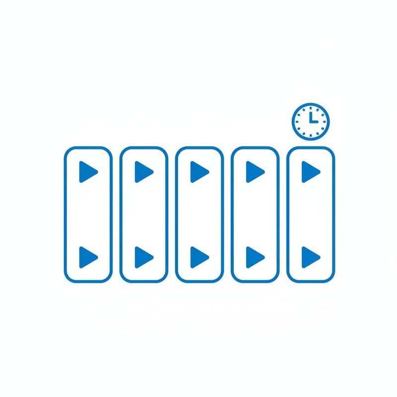 Weekly content calendar showing five video slots across Monday to Friday with a 30-minute time indicator