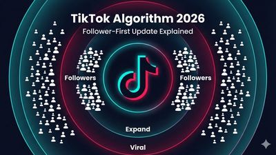 Diagram showing how the TikTok algorithm distributes videos from followers to wider audiences in 2026