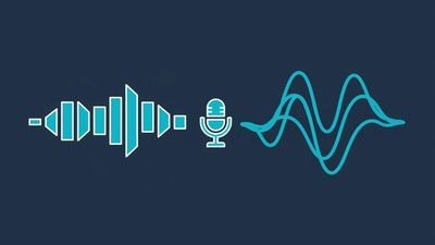 AI voiceover waveform transforming from robotic to natural for short-form video