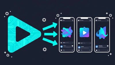 Illustration of AI-powered video generation distributing content to TikTok, Instagram Reels, and YouTube Shorts