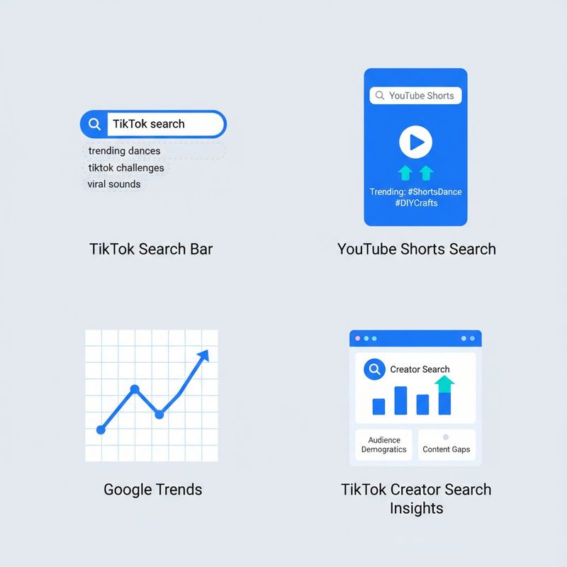 Four keyword research sources for short-form video SEO including TikTok search and Google Trends
