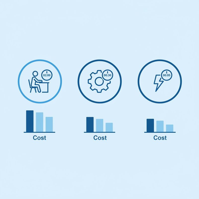 Diagram comparing time per video and cost per video across DIY, mid-range tool, and full pipeline AI video production methods
