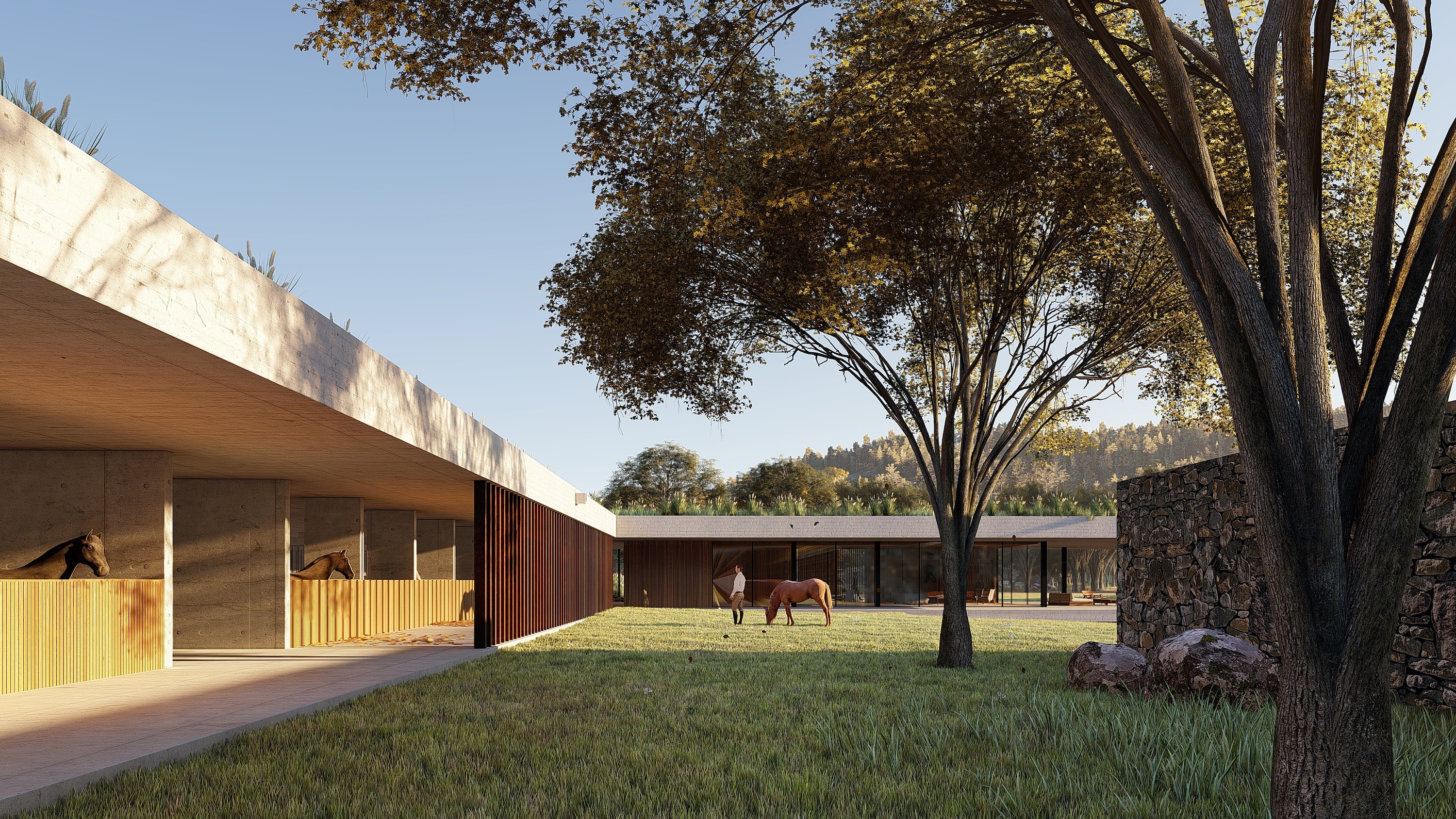 Centric General Contractors Construction and Build California Polo Center Stables Facing Lawn