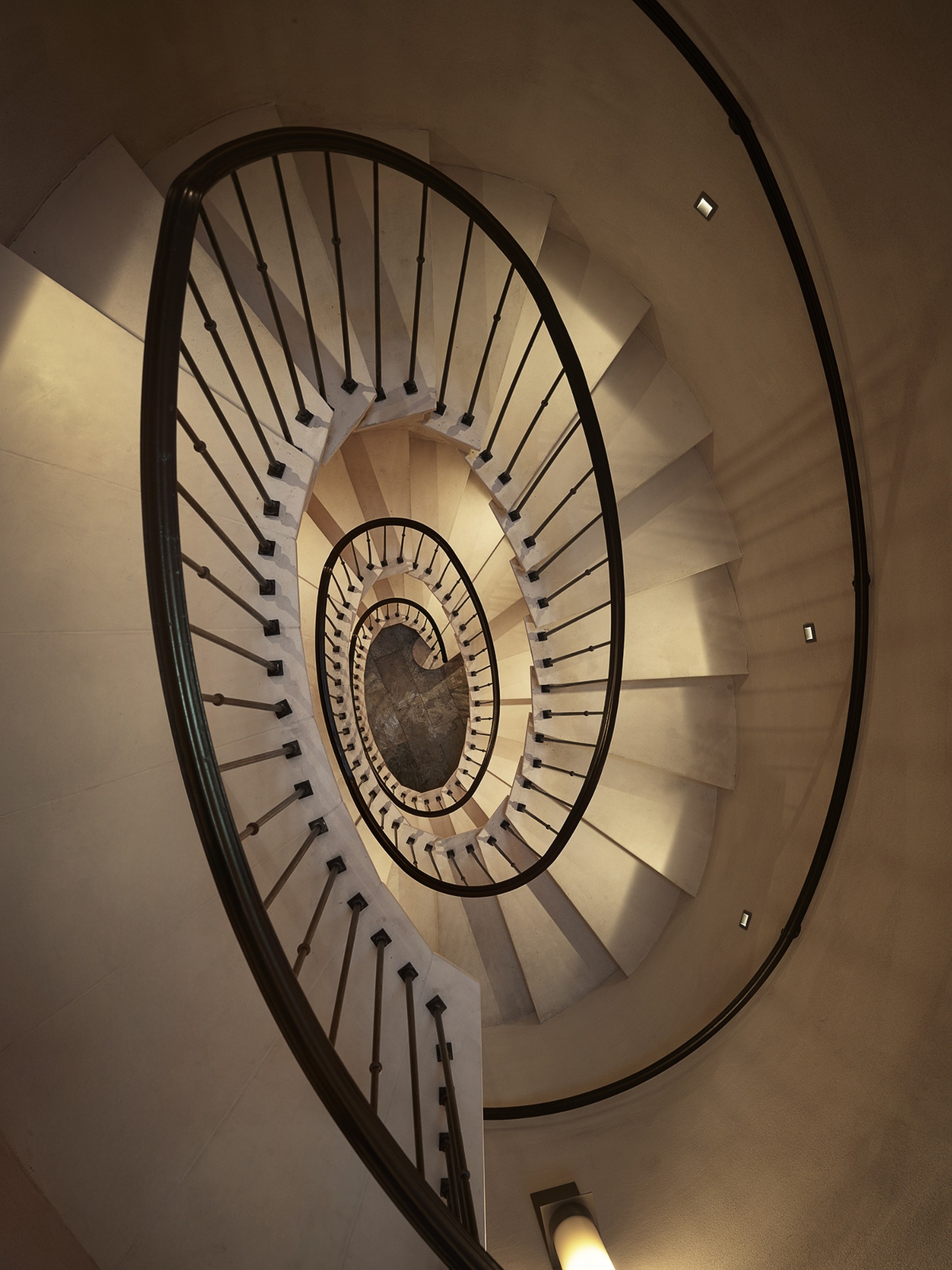 Centric Building California Soda Canyon Spiral Staircase Aerial View Iron Railing
