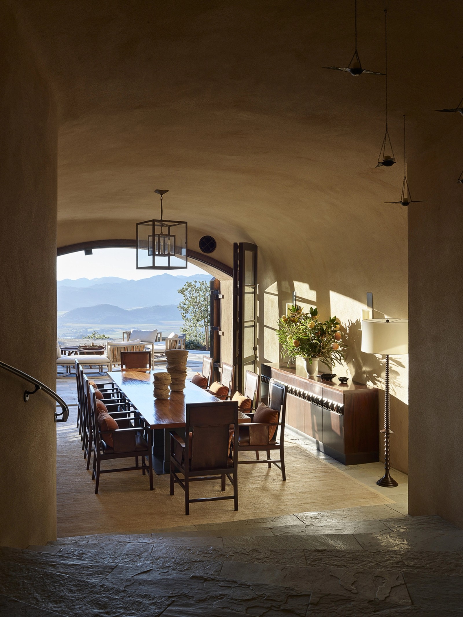 Centric Building California Soda Canyon Rustic Dining Room Arched Doorway Valley View