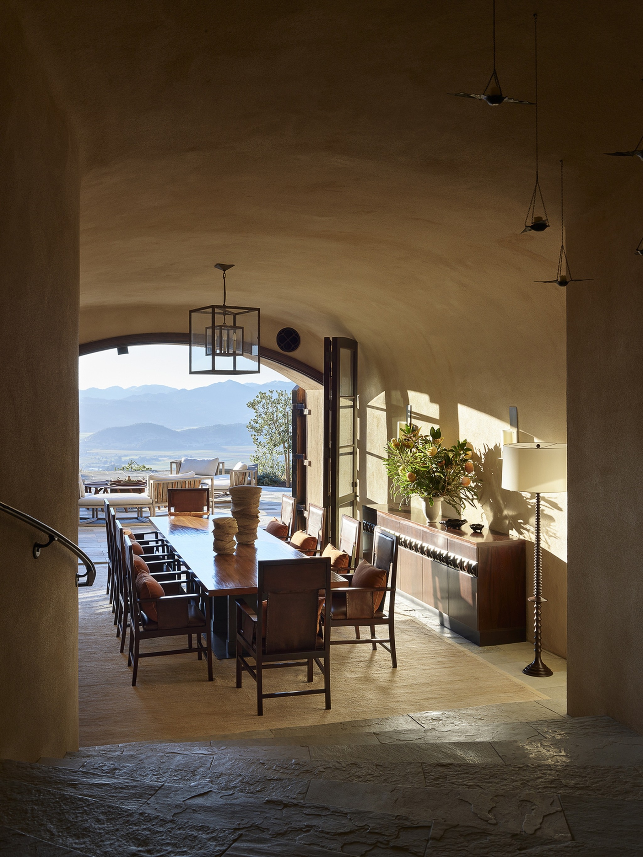 Centric Building California Soda Canyon Rustic Dining Room Arched Doorway Valley View