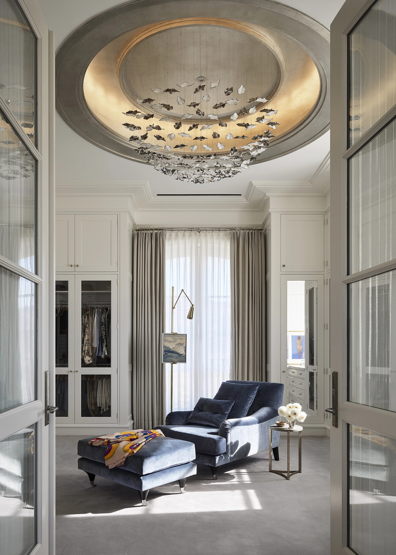 Centric Building California Soda Canyon Dressing Room Ornate Ceiling Medallion Chaise Lounge