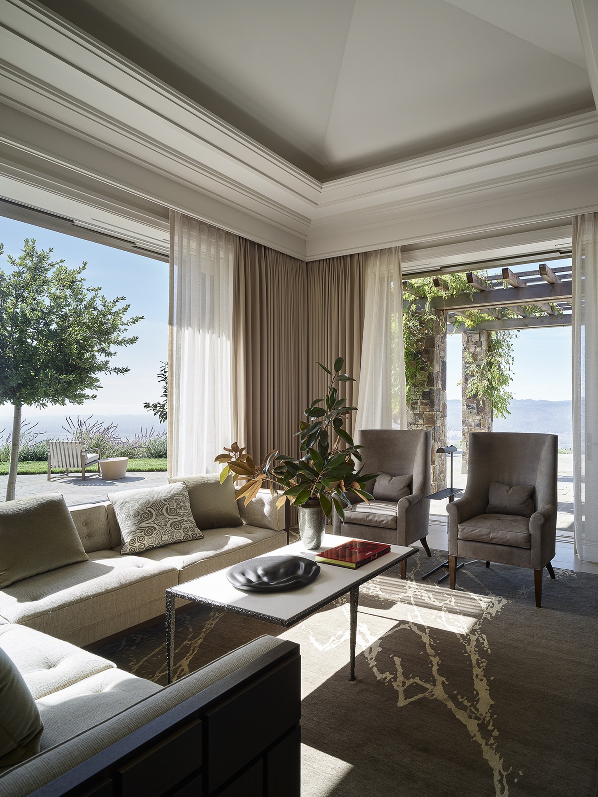 Centric Building California Soda Canyon Sitting Room Floor To Ceiling Windows Valley View