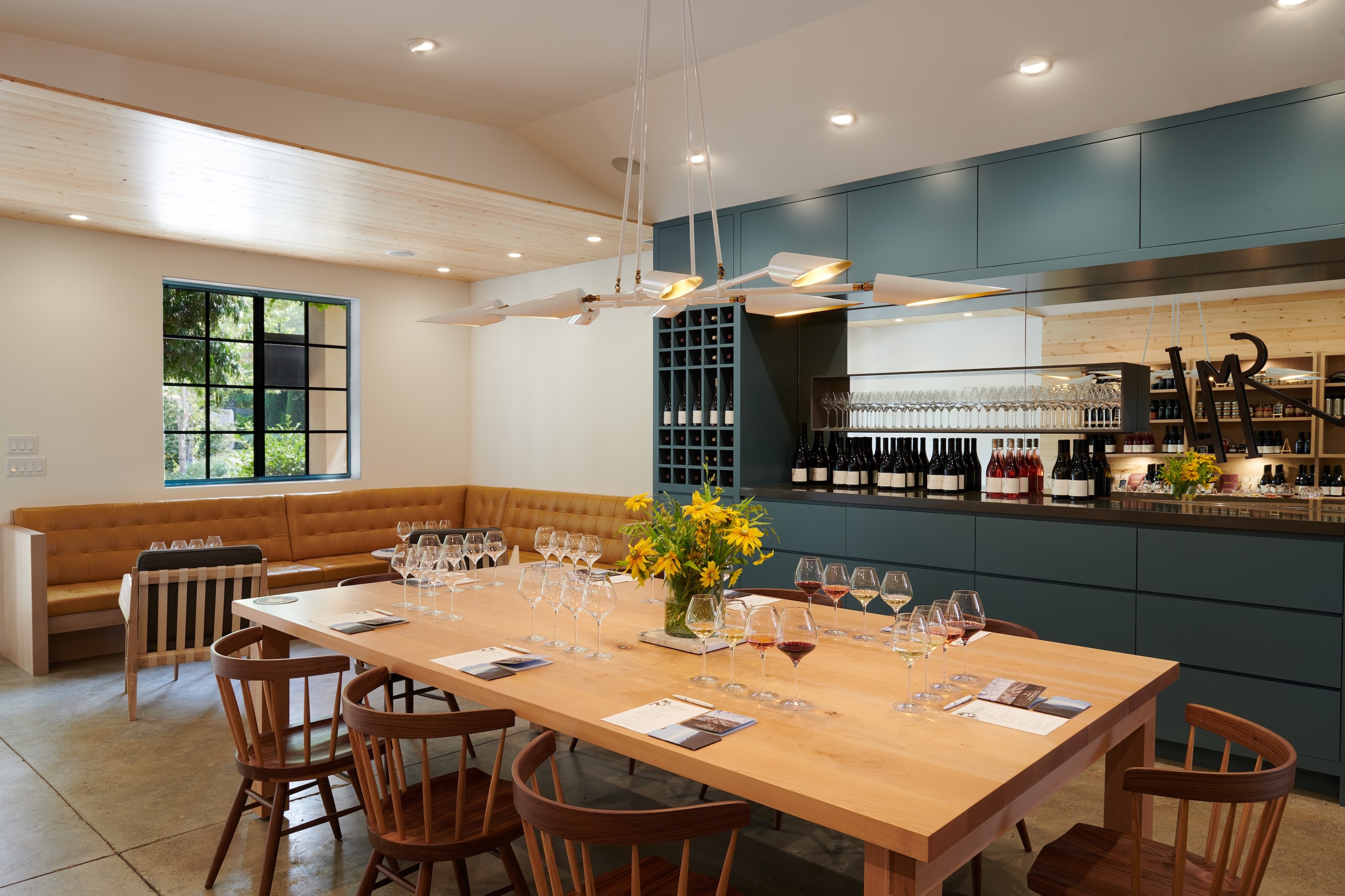 Centric General Contractors Construction and Build California LMR Tasting Room Interior Large Table Windowview