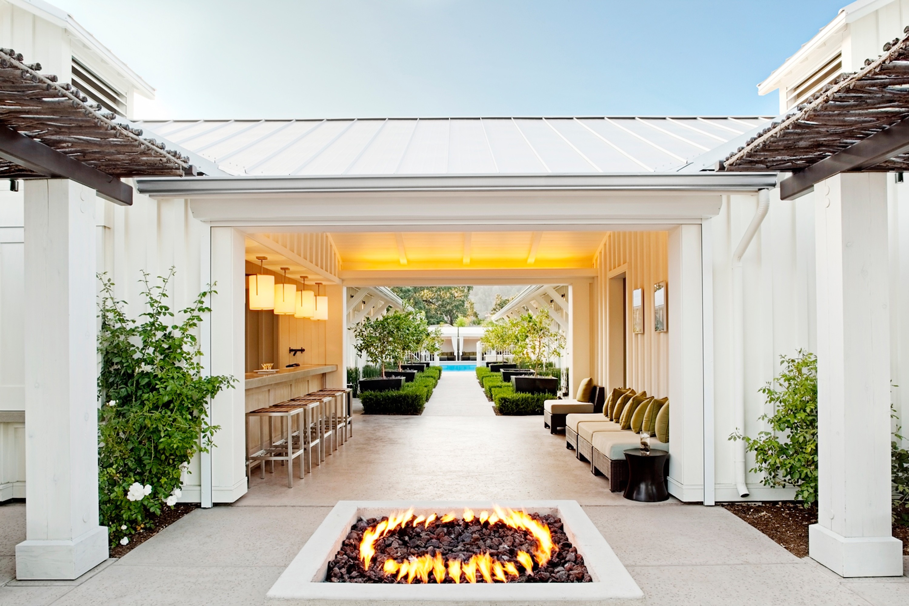 Centric General Contractors Construction and Build California Solage Luxury Resort Renovation Bathhouse Firepit
