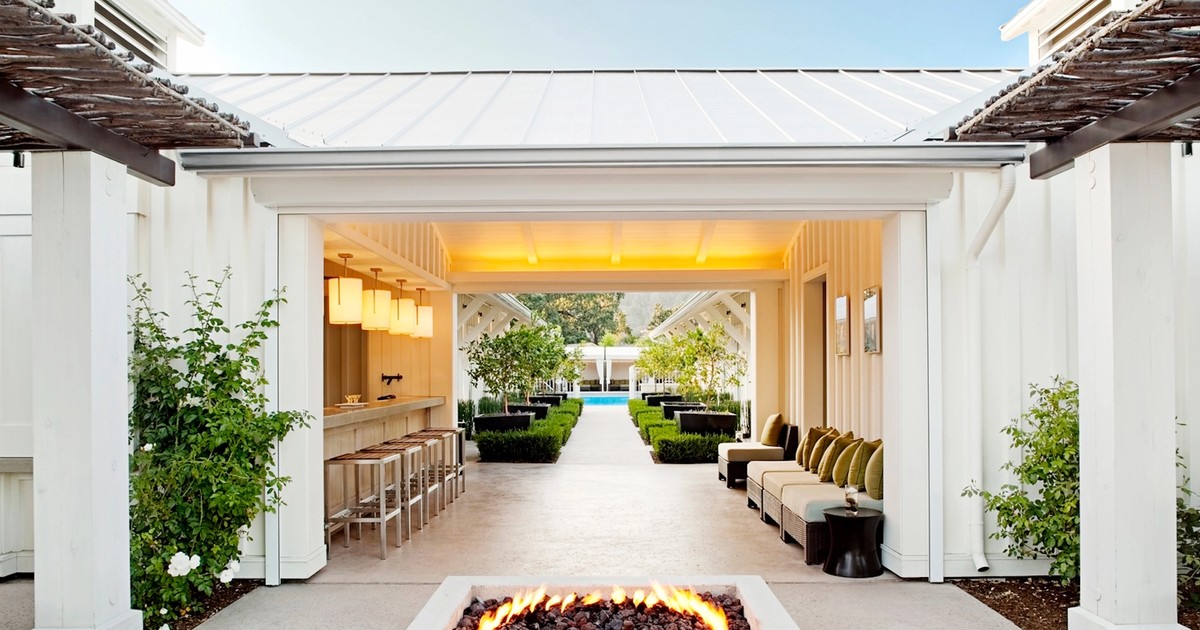 Centric General Contractors Construction and Build California Solage Luxury Resort Renovation Bathhouse Firepit