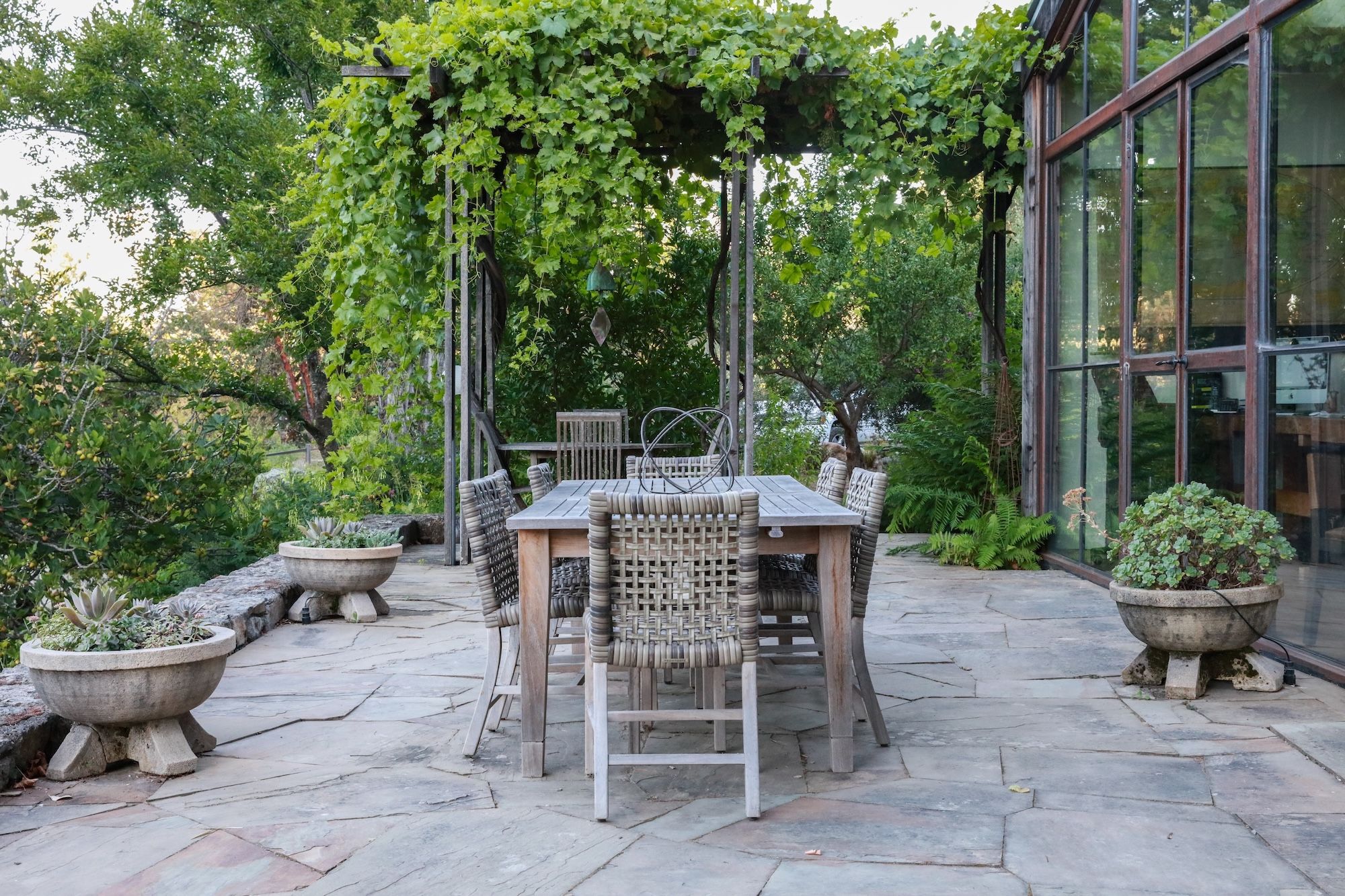 Centric General Contractors Construction and Build California Angwin Country Estate Exterior Patio Dining Garden View