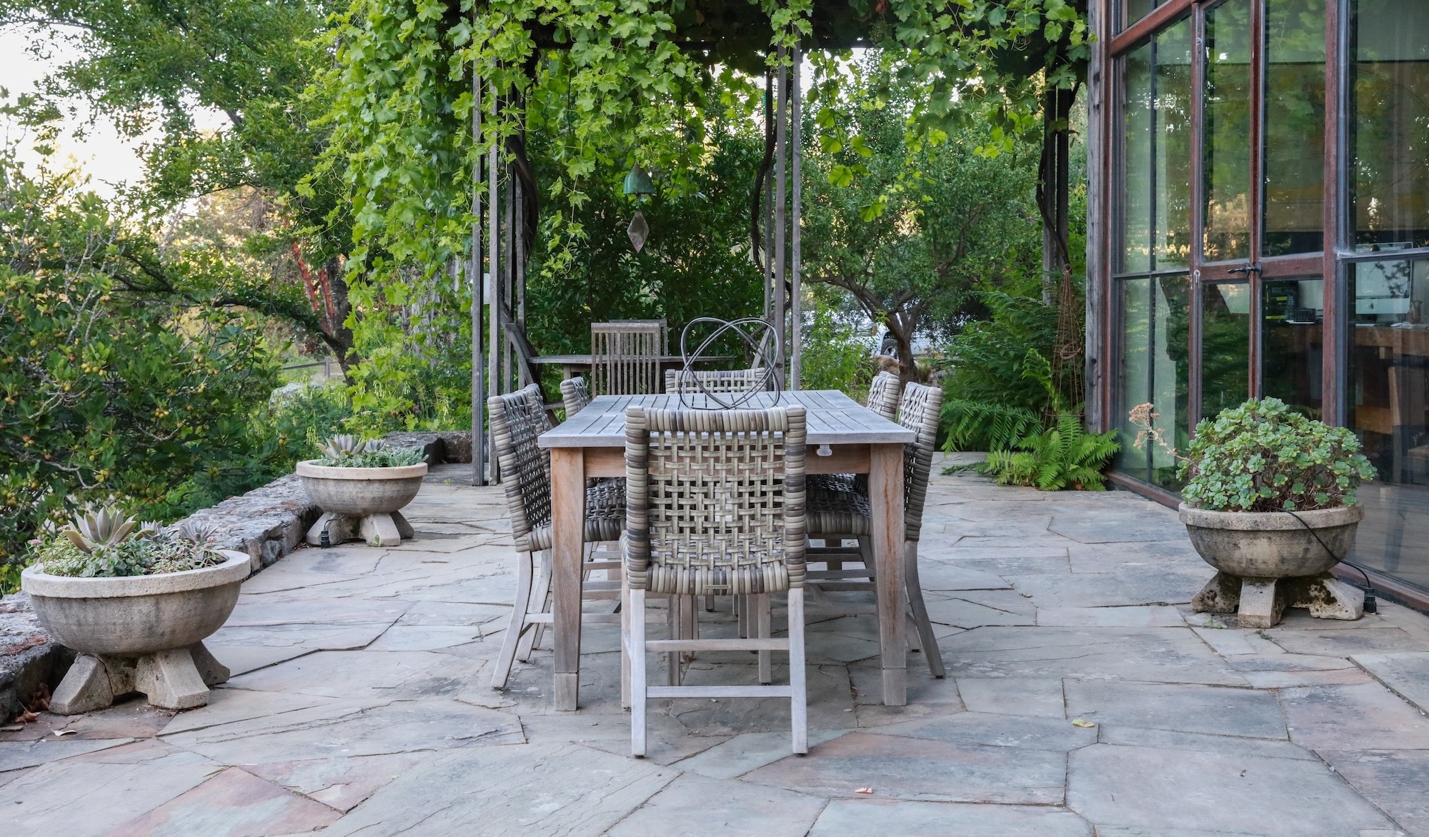 Centric General Contractors Construction and Build California Angwin Country Estate Exterior Patio Dining Garden View