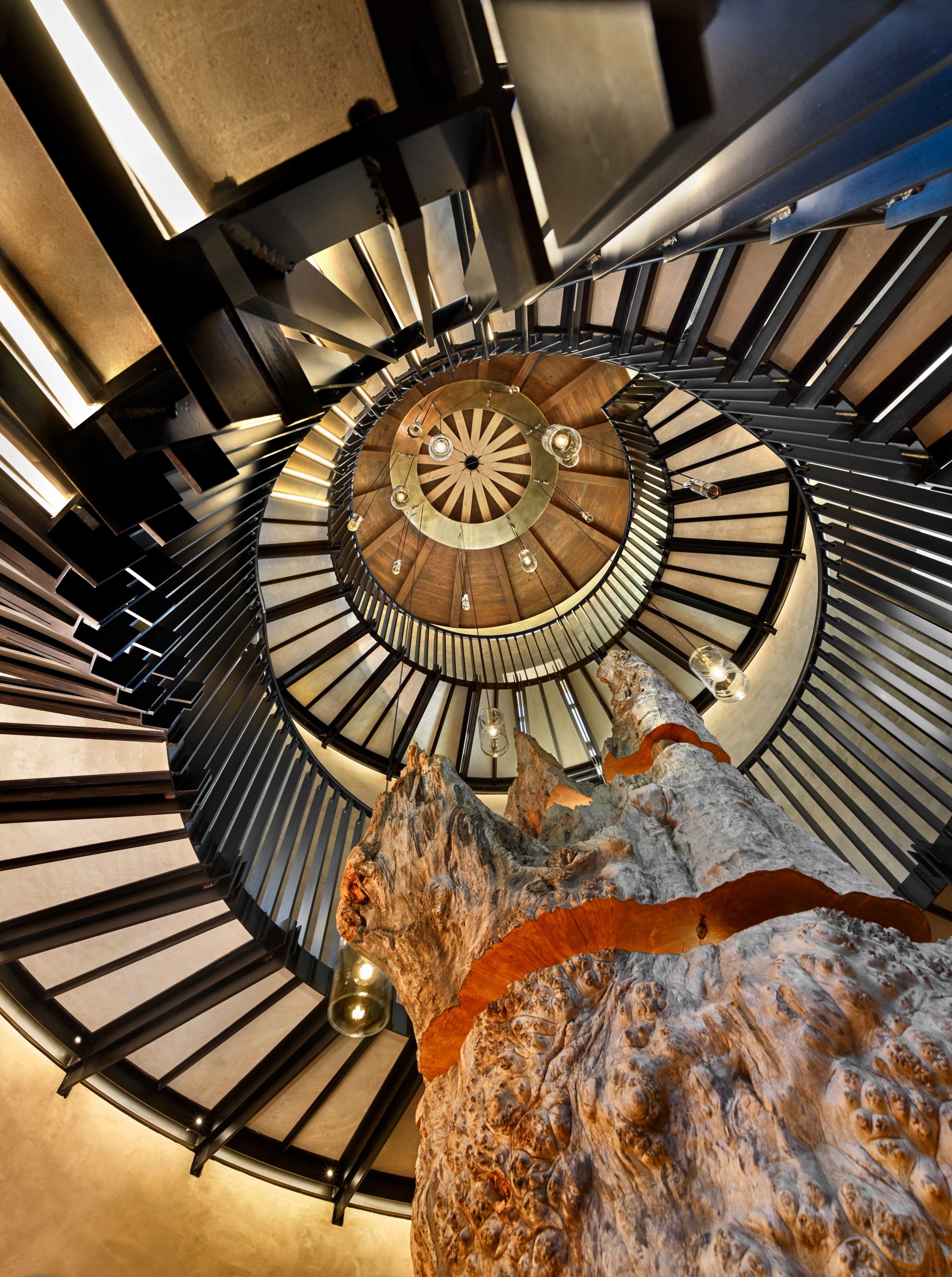 Centric General Contractors Construction and Build California Meadowood Estate Spiral Staircase Stairwell