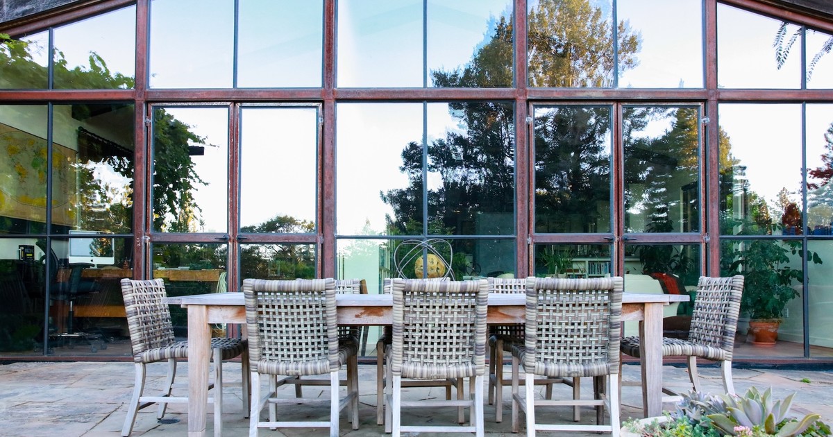 Centric General Contractors Construction and Build California Angwin Country Estate Exterior Patio Dining Glass Facade View Reflections
