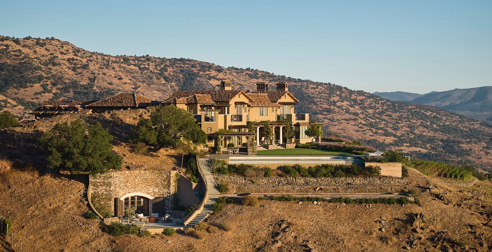 Centric Building California Soda Canyon Aerial View Estate Hillside Wine Cave