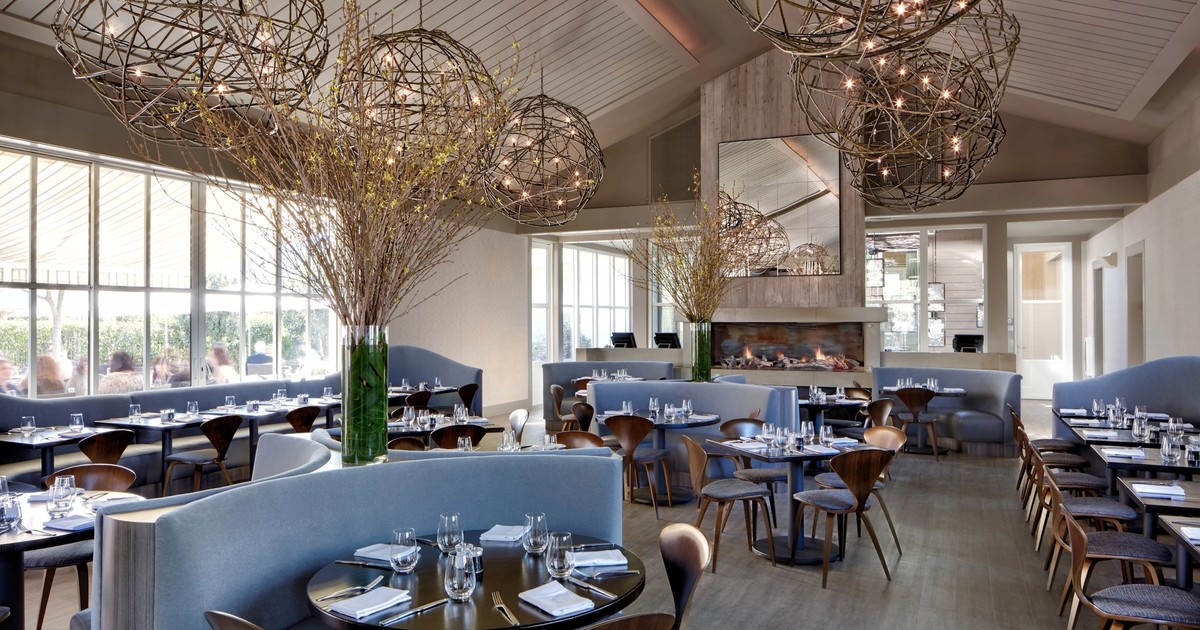 Centric General Contractors Construction and Build California Solage Luxury Resort Renovation Interior Restaurant View to Fireplace