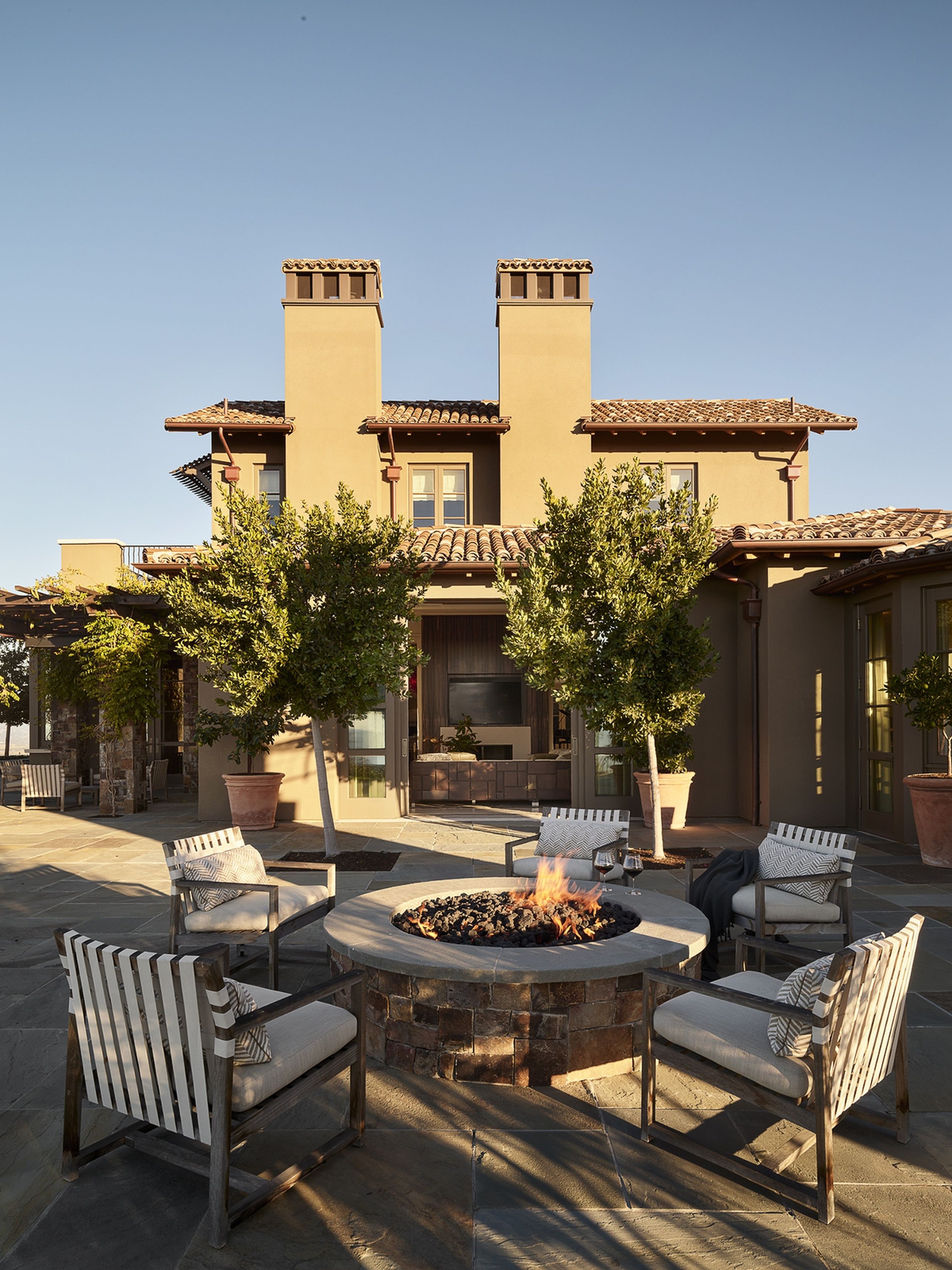 Centric Building California Soda Canyon Outdoor Patio Fire Pit Spanish Exterior