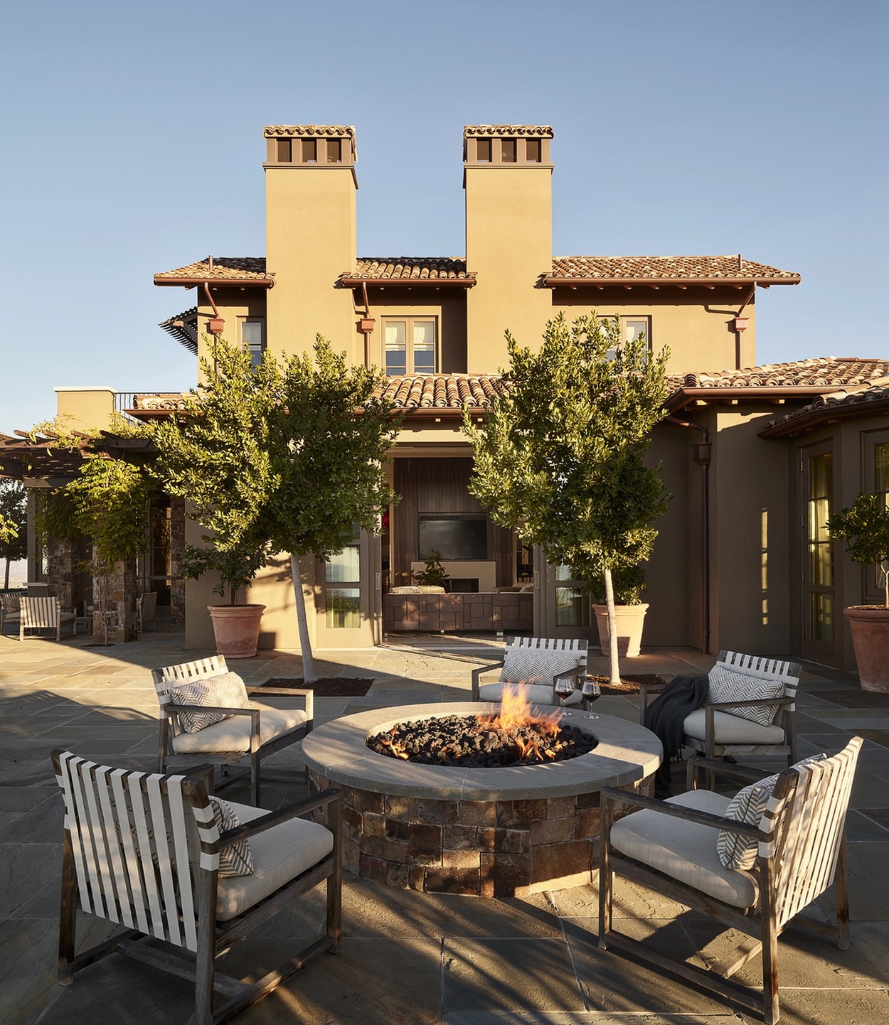 Centric Building California Soda Canyon Outdoor Patio Fire Pit Spanish Exterior