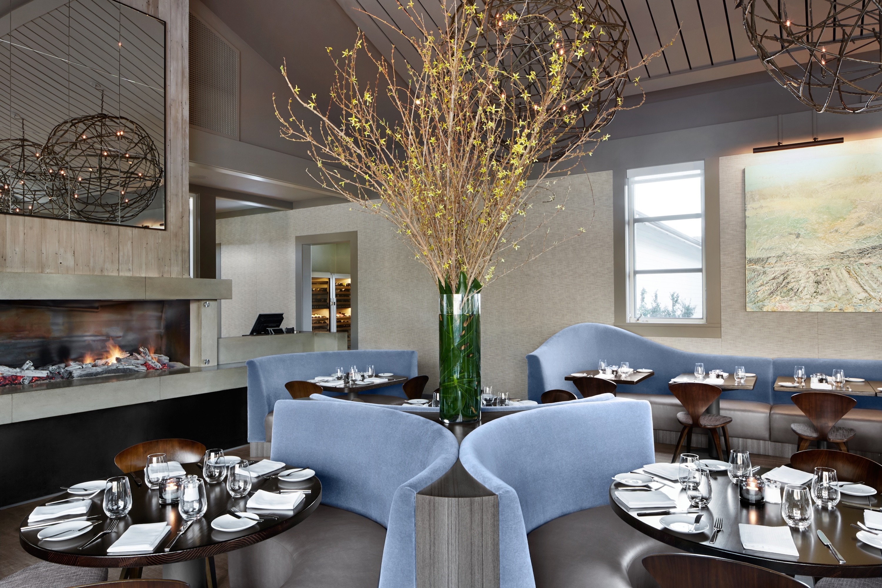 Centric General Contractors Construction and Build California Solage Luxury Resort Renovation Interior Restaurant Table Seating