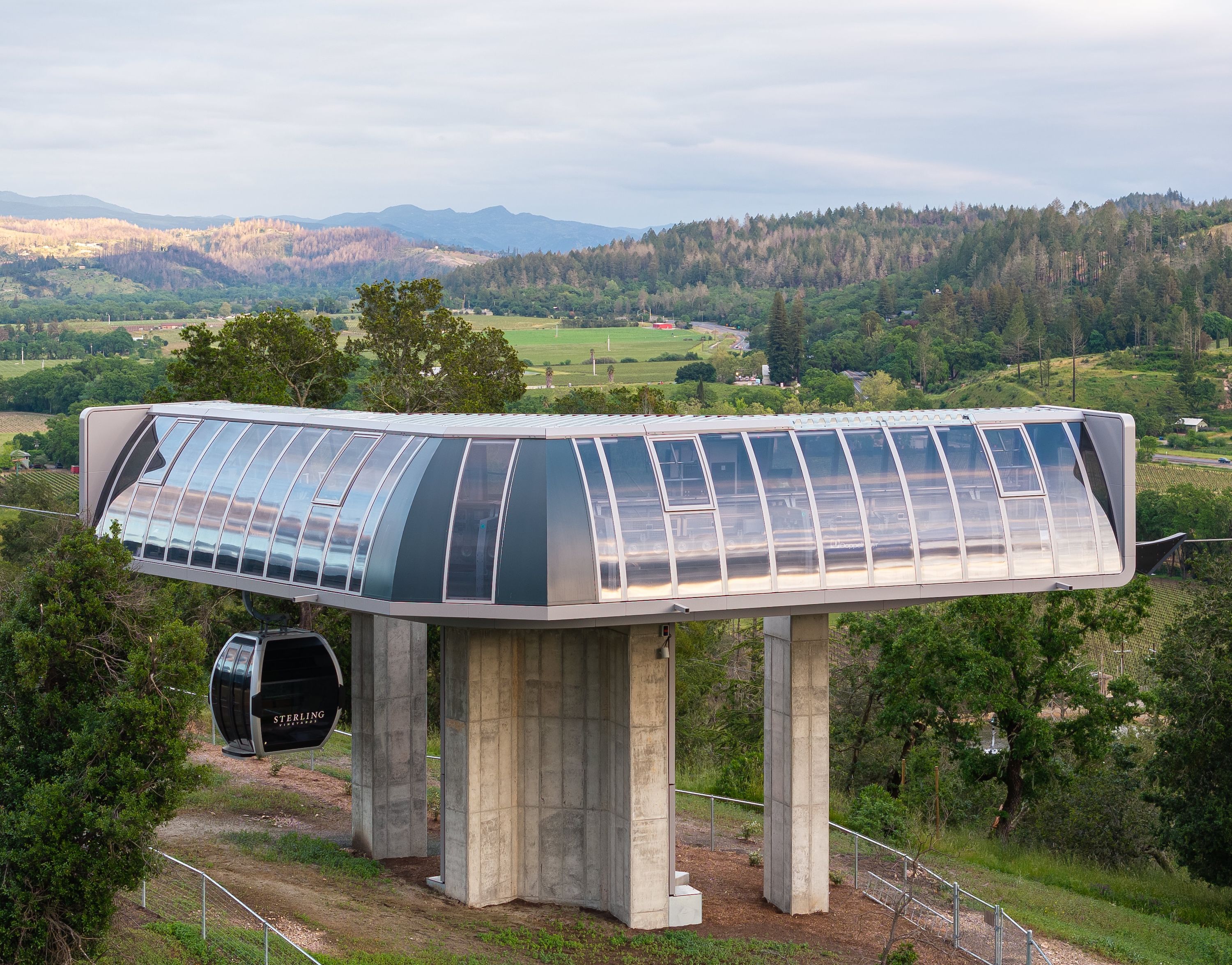 Centric General Contractors Construction and Build California Sterling Vineyards Exterior Cablecar Station