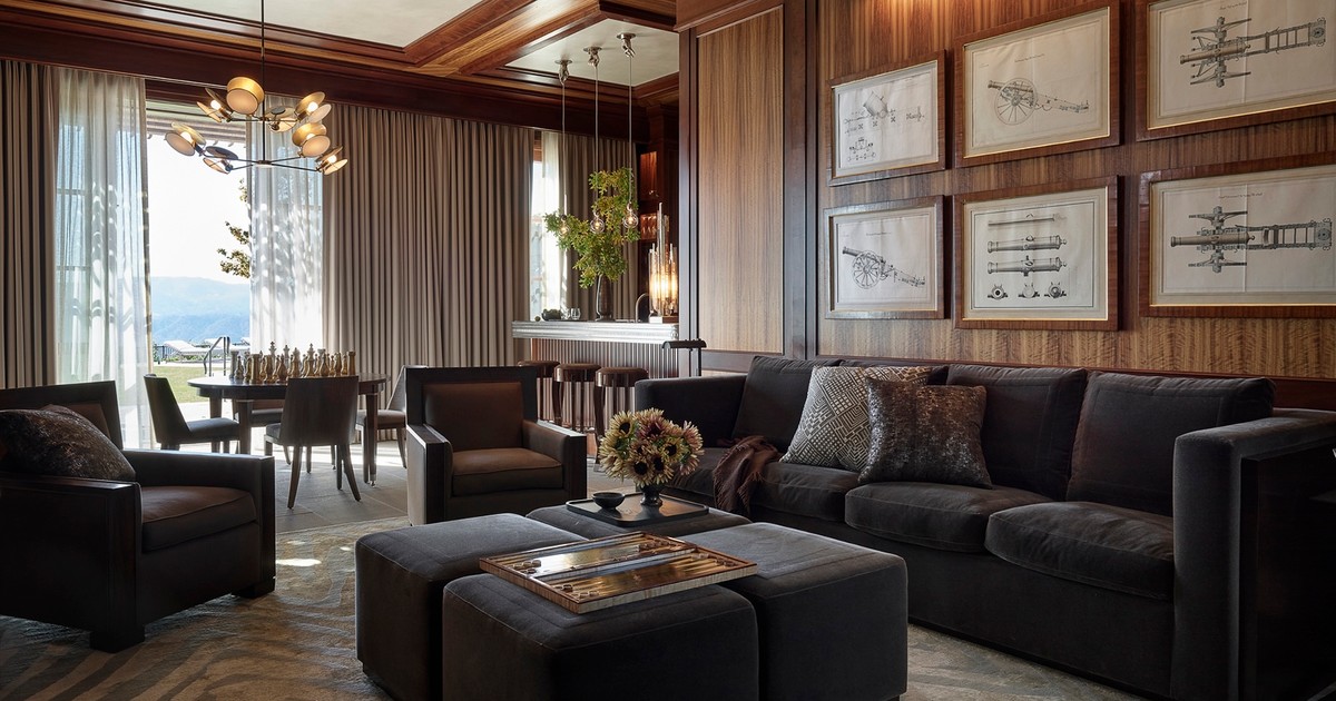 Centric Building California Soda Canyon Entertainment Room Aviation Art Dark Wood