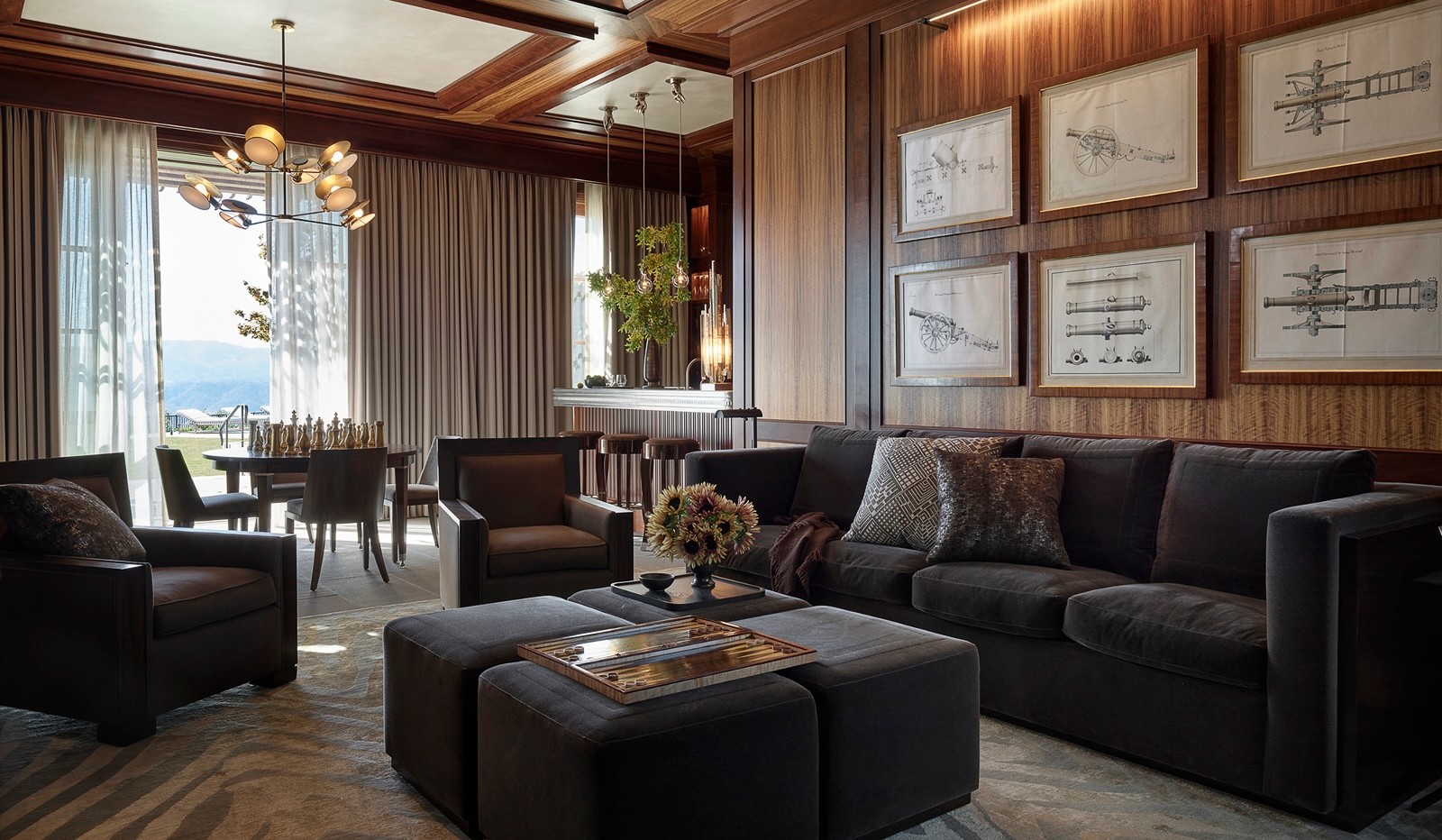 Centric Building California Soda Canyon Entertainment Room Aviation Art Dark Wood