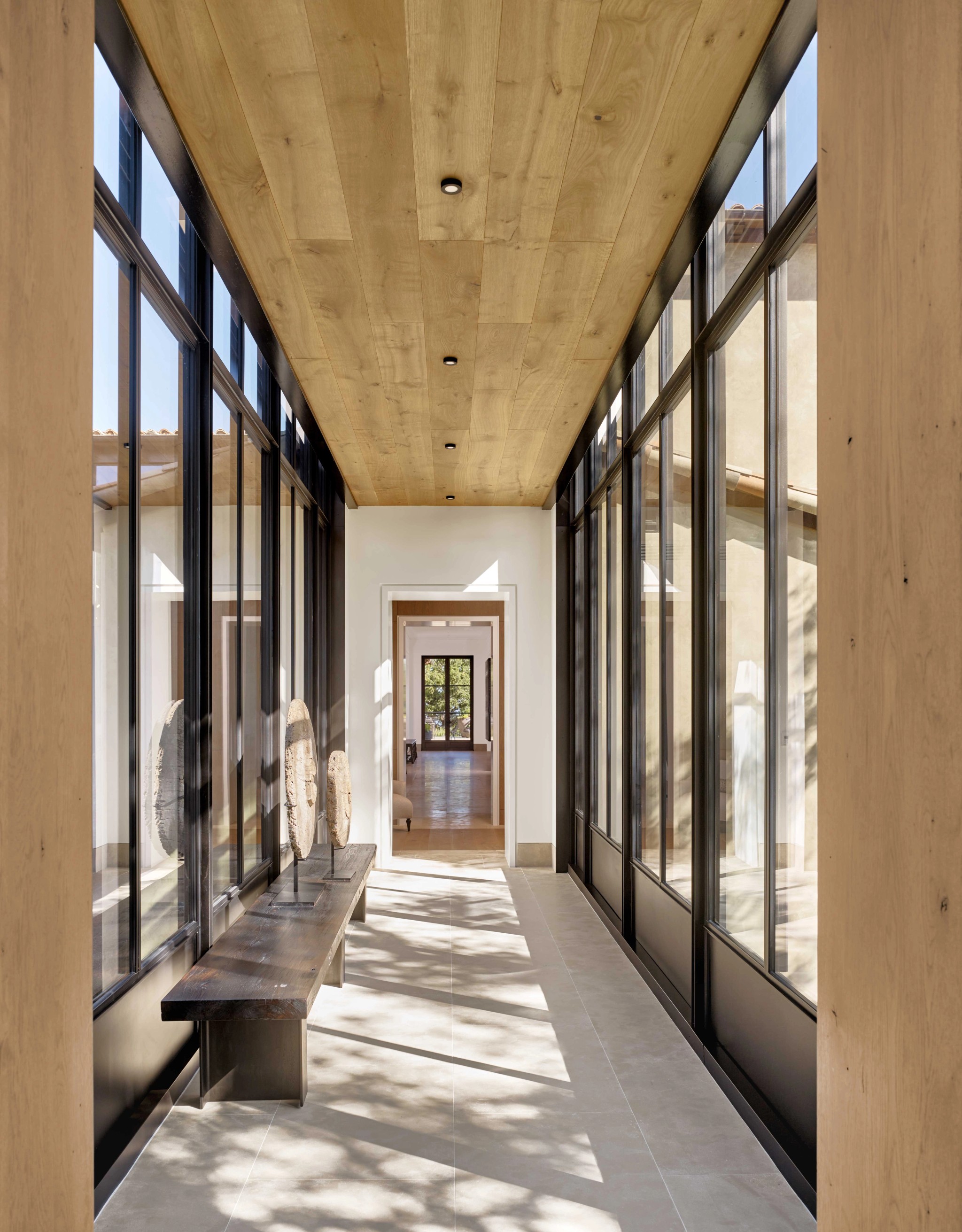 Centric General Contractors Construction and Build California Meadowood Estate Hallway from Spiral Staircase